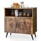 Costway Mid-century Storage Cabinet Sideboard w/ Doors Wine Glass Racks Rustic Brown